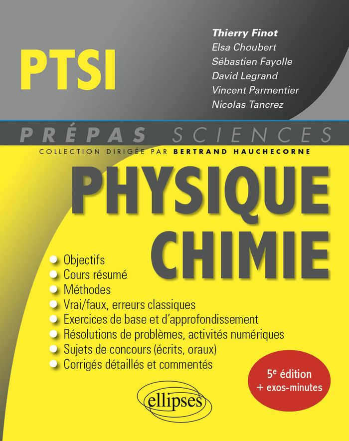 Couverture du livre « Physique, chimie PTSI » de ouvrage coordonné par Thierry Finot, librairie Les Contes Infusés à Corte