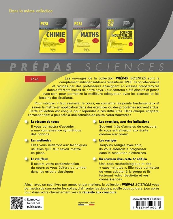 Quatrième de couverture de « Physique PCSI »