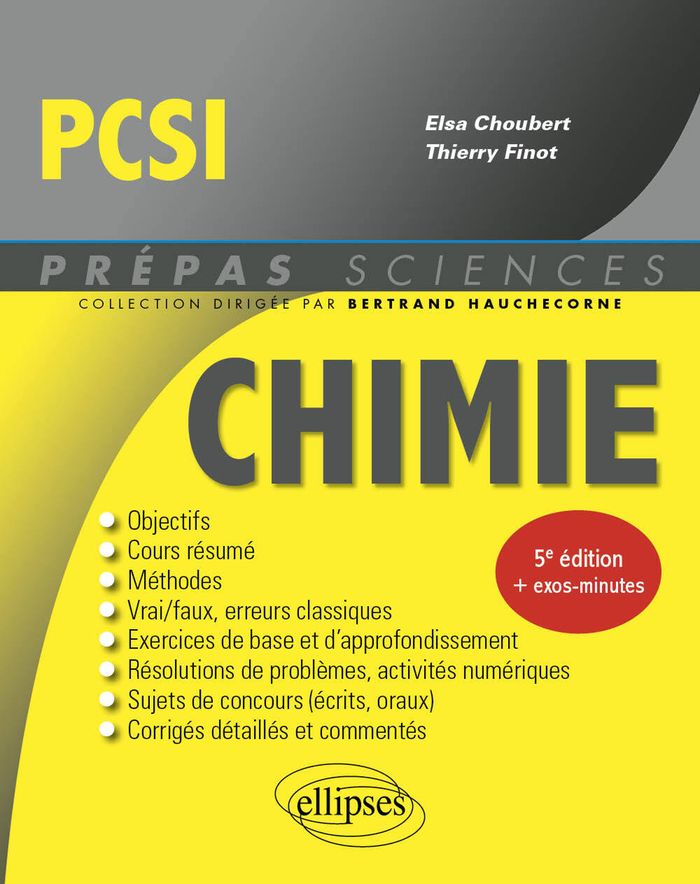 Couverture du livre « Chimie PCSI » de Elsa Choubert, librairie Les Contes Infusés à Corte