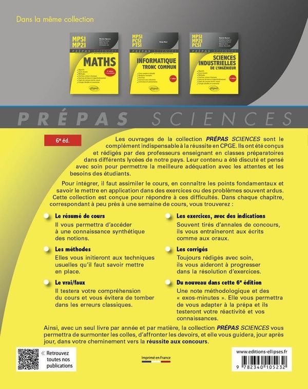 Quatrième de couverture de « Physique chimie MPSI »