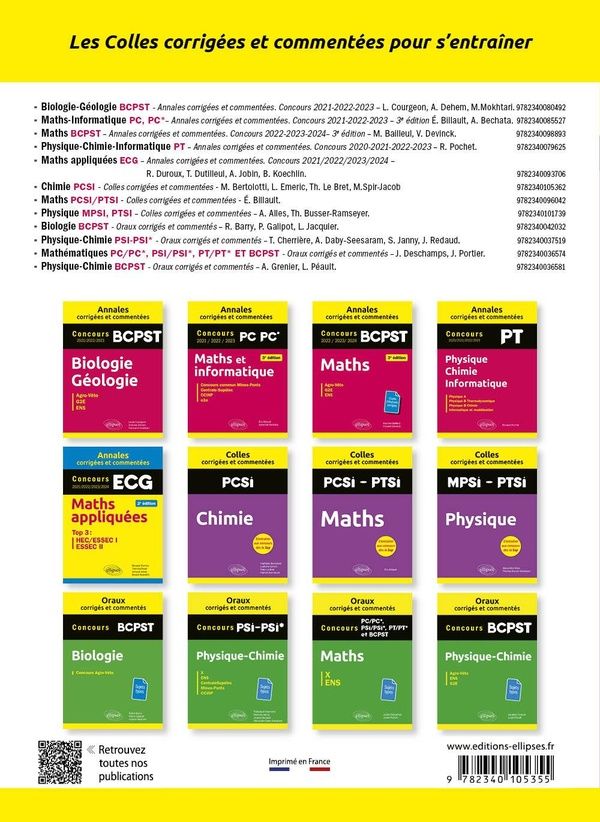 Quatrième de couverture de « Physique PCSi »