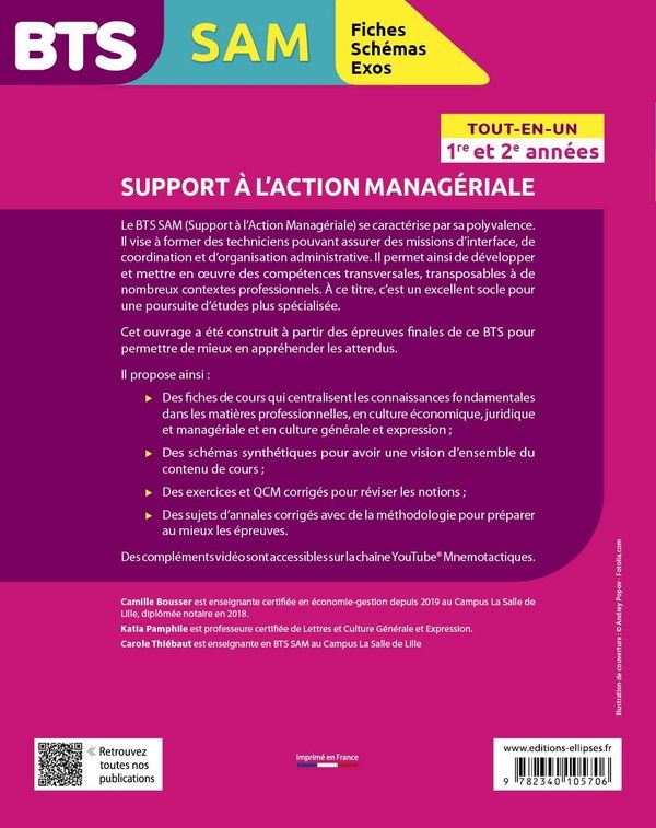 Quatrième de couverture de « BTS SAM, support à l'action managériale : tout-en-un »
