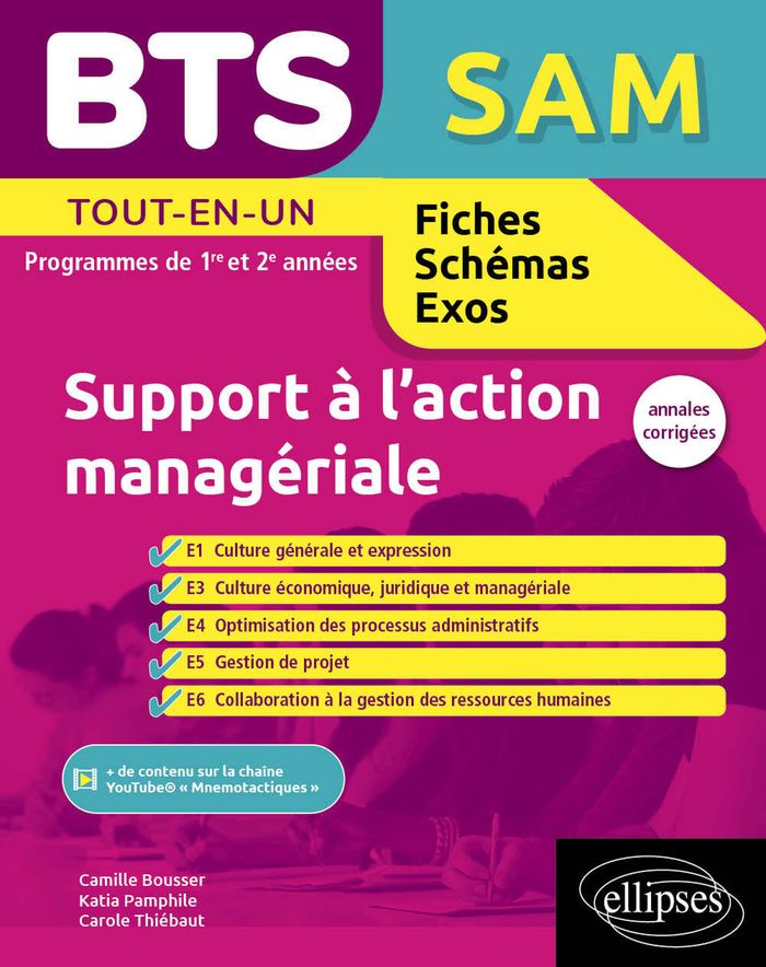 Couverture du livre « BTS SAM, support à l'action managériale : tout-en-un », librairie Les Contes Infusés à Corte