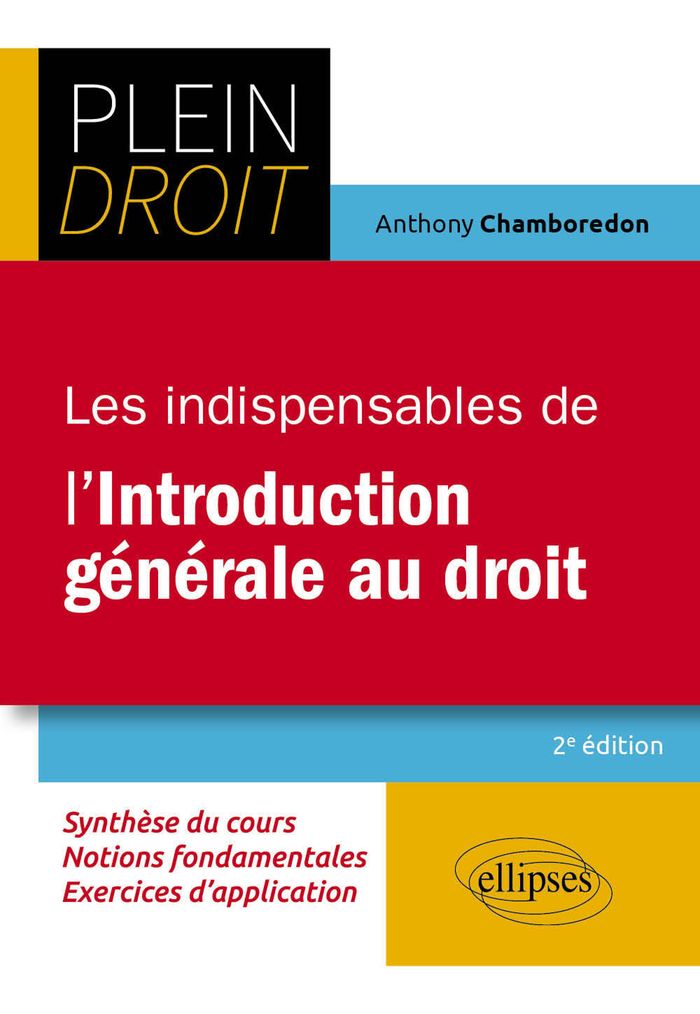 Couverture du livre « Les indispensables de l'introduction générale au droit » de Anthony Chamboredon, librairie Les Contes Infusés à Corte