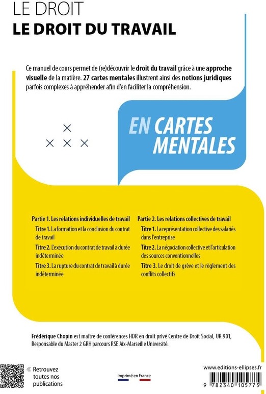 Quatrième de couverture de « Le droit du travail : en cartes mentales »