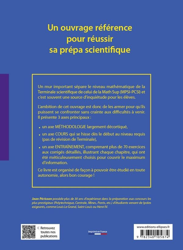 Quatrième de couverture de « Tremplin maths : pour la prépa scientifique »