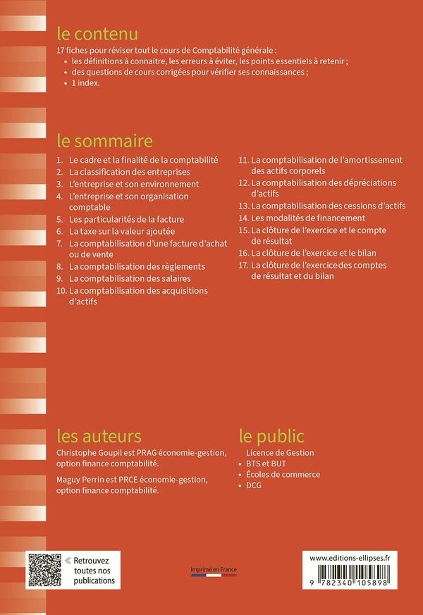 Quatrième de couverture de « Fiches de comptabilité générale : rappels de cours et exercices corrigés »