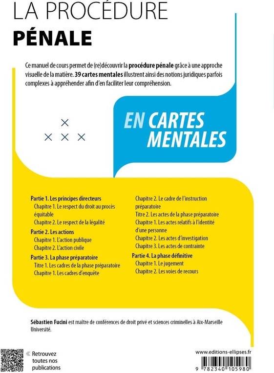 Quatrième de couverture de « La procédure pénale : en cartes mentales »
