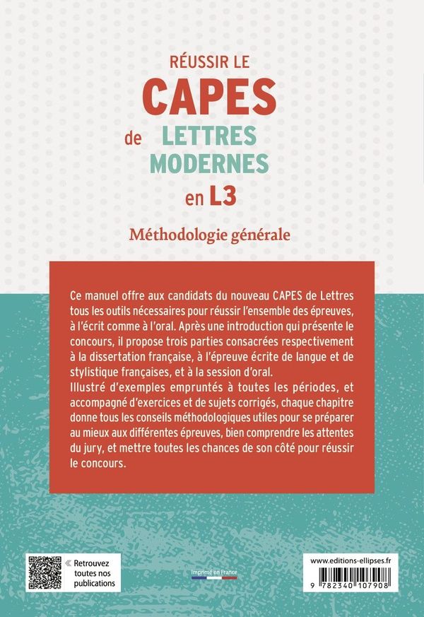 Quatrième de couverture de « Réussir le CAPES de lettres en L3 : CAPES de lettres 2026 »