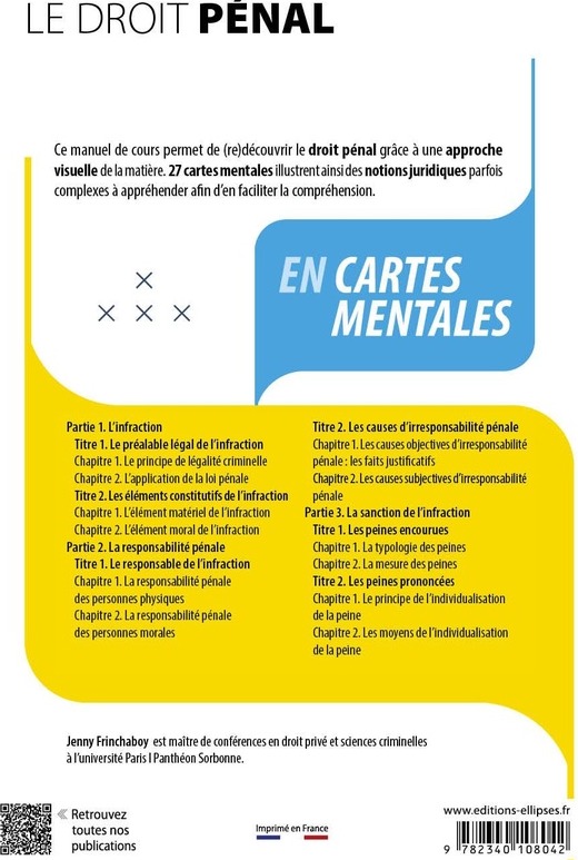 Quatrième de couverture de « Le droit pénal : en cartes mentales »