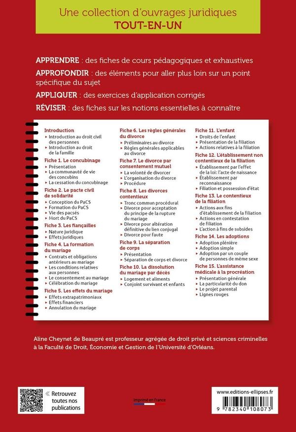 Quatrième de couverture de « Droit de la famille »