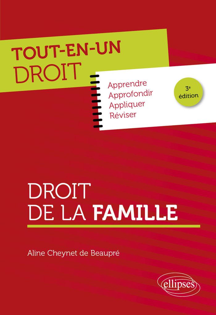 Couverture du livre « Droit de la famille » de Aline Cheynet de Beaupré, librairie Les Contes Infusés à Corte