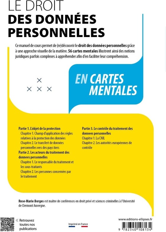 Quatrième de couverture de « Le droit des données personnelles : en cartes mentales »
