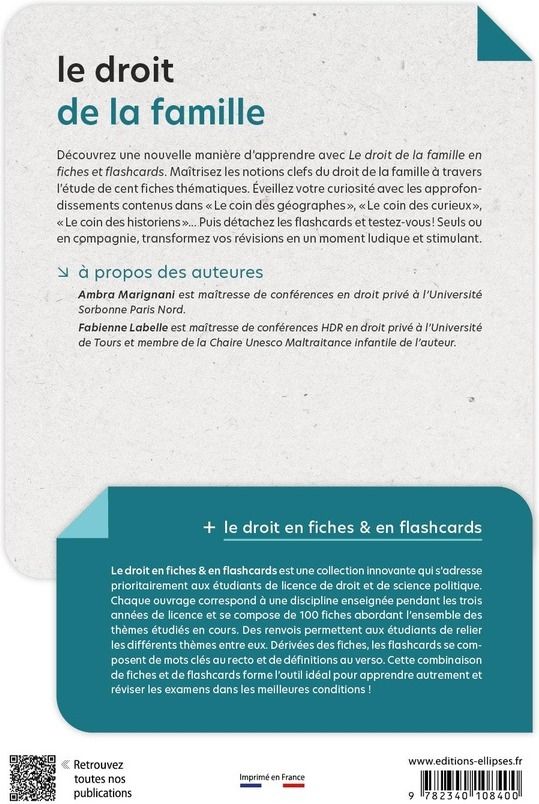 Quatrième de couverture de « Le droit de la famille »