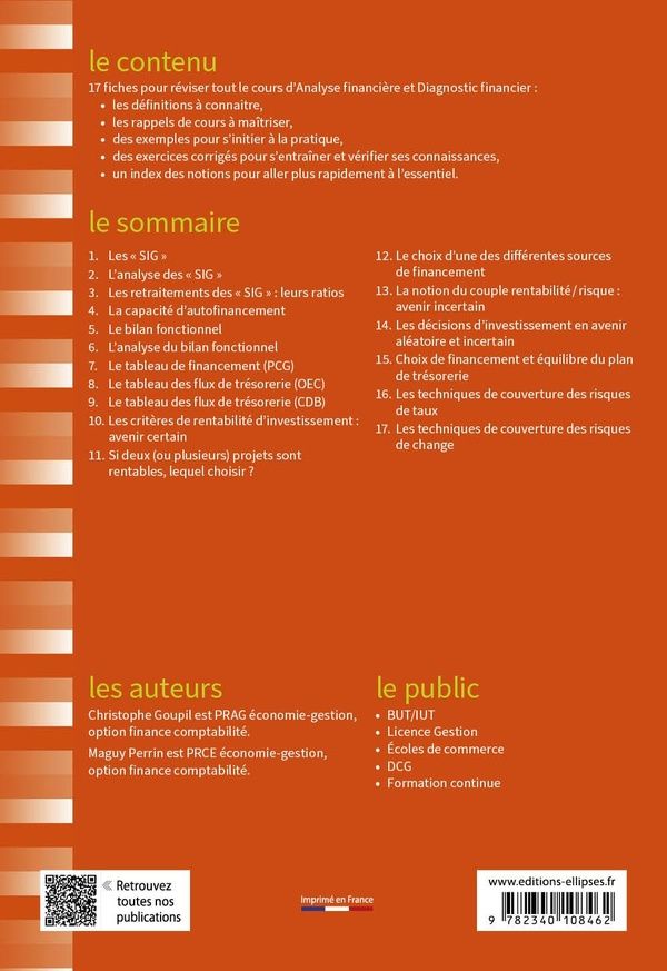 Quatrième de couverture de « Fiches d'analyse financière et diagnostic financier : rappels de cours et exercices corrigés »