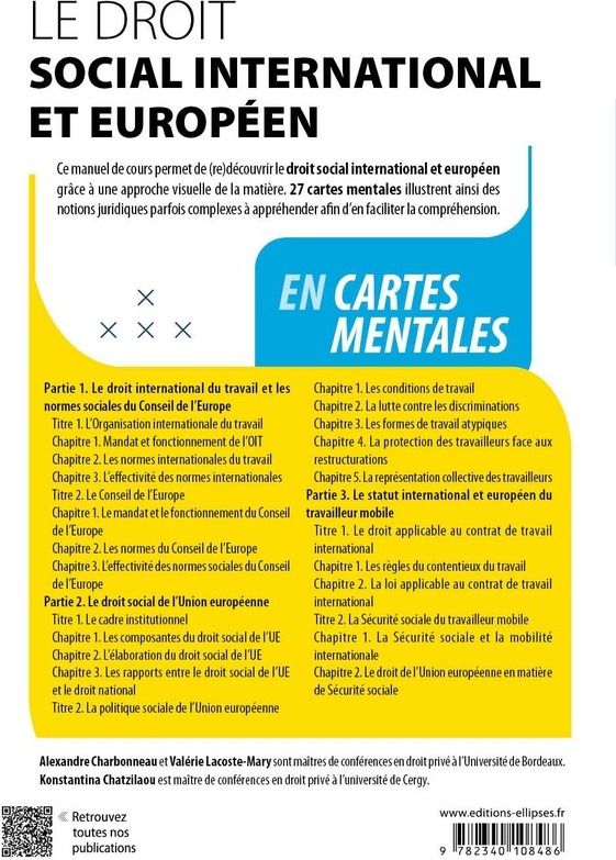 Quatrième de couverture de « Le droit social international et européen : en cartes mentales »