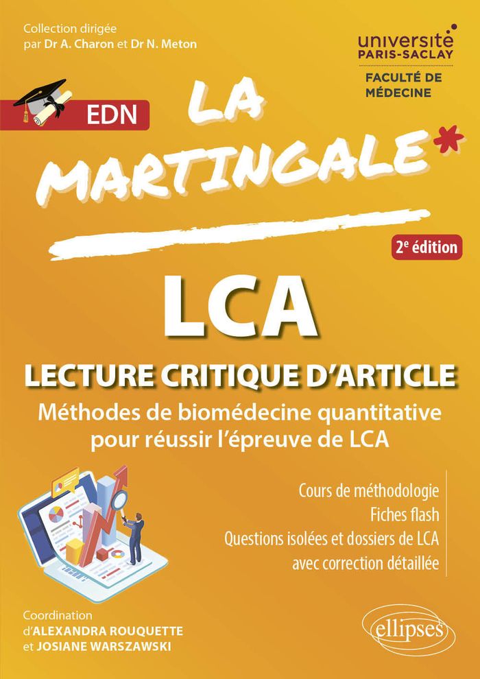 Couverture du livre « LCA, lecture critique d'article : référentiel universitaire » de coordination d'Alexandra Rouquette, librairie Les Contes Infusés à Corte