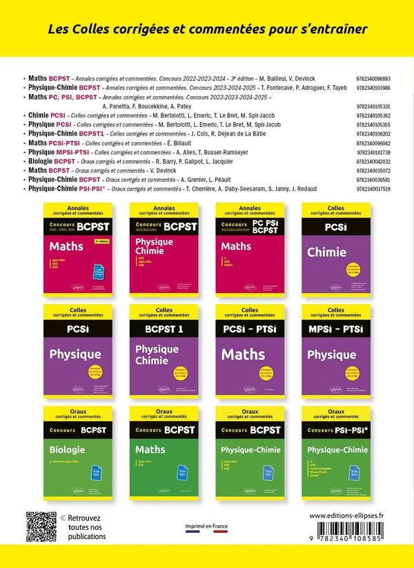 Quatrième de couverture de « Maths : BCPST1 »