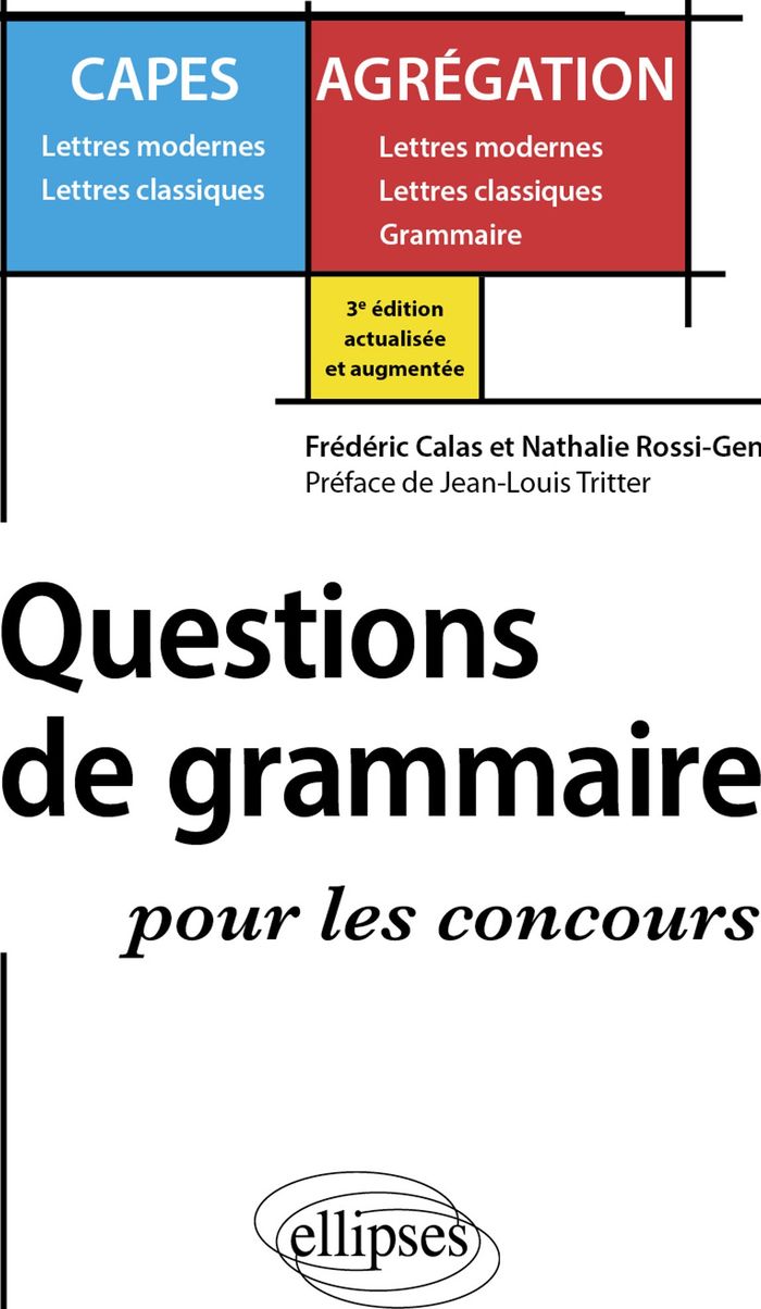 Couverture du livre « Questions de grammaire pour les concours » de Frédéric Calas, librairie Les Contes Infusés à Corte