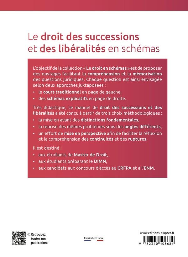 Quatrième de couverture de « Le droit des successions et des libéralités en schémas »