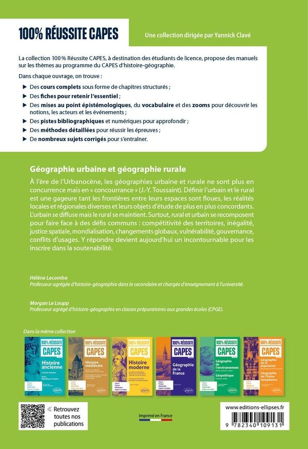 Quatrième de couverture de « Géographie urbaine, géographie rurale : populations, dynamiques, activités... »