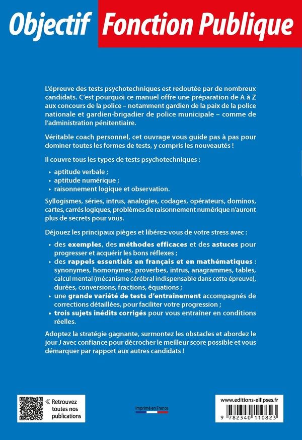 Quatrième de couverture de « Les tests psychotechniques : catégories B et C »