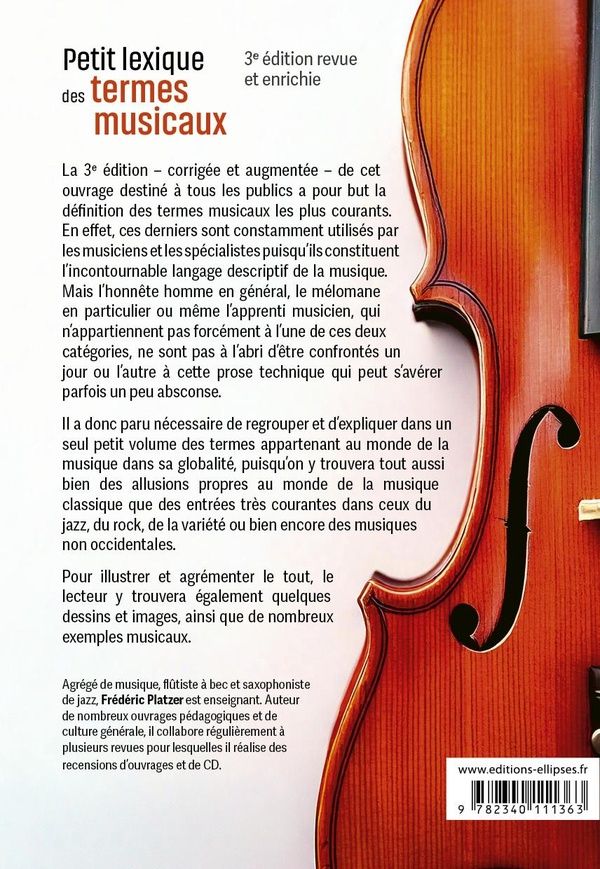 Quatrième de couverture de « Petit lexique des termes musicaux »