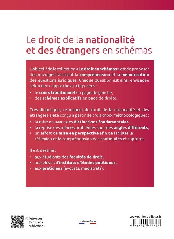 Quatrième de couverture de « Le droit de la nationalité et des étrangers en schémas »