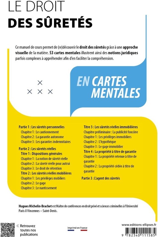 Quatrième de couverture de « Le droit des sûretés en cartes mentales »