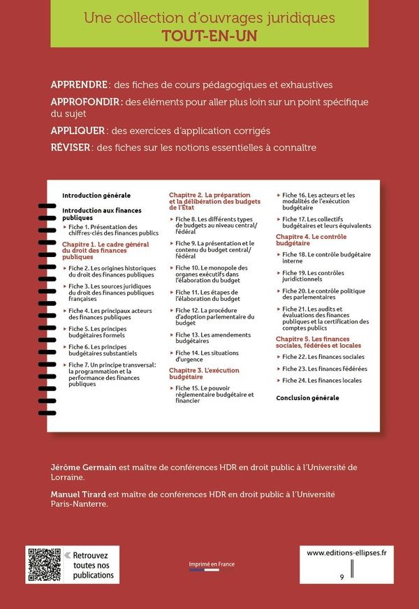 Quatrième de couverture de « Droit comparé des finances publiques : Allemagne, États-Unis, France »