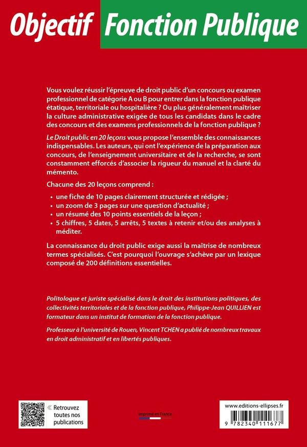 Quatrième de couverture de « Le droit public en 20 leçons »