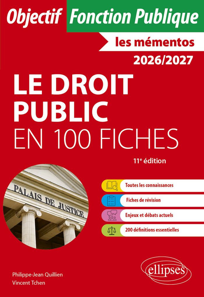 Couverture du livre « Le droit public en 100 fiches » de Philippe-Jean Quillien, librairie Les Contes Infusés à Corte
