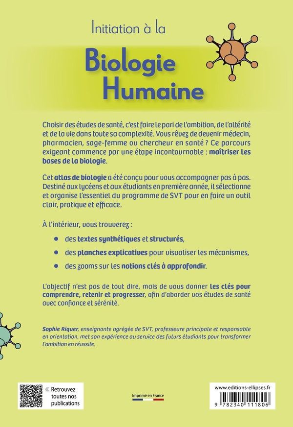 Quatrième de couverture de « Initiation à la biologie humaine : préparez vos études médicales dès la terminale »