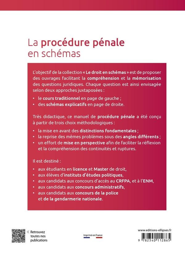 Quatrième de couverture de « La Procédure pénale en schémas »