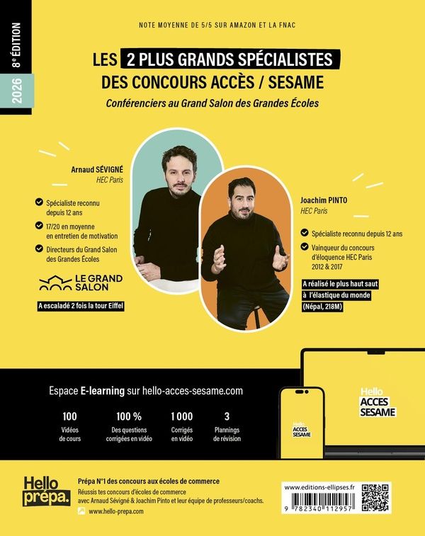 Quatrième de couverture de « Le grand manuel du concours ACCÈS : 10 concours blancs, 100 fiches, 100 vidéos de cours »