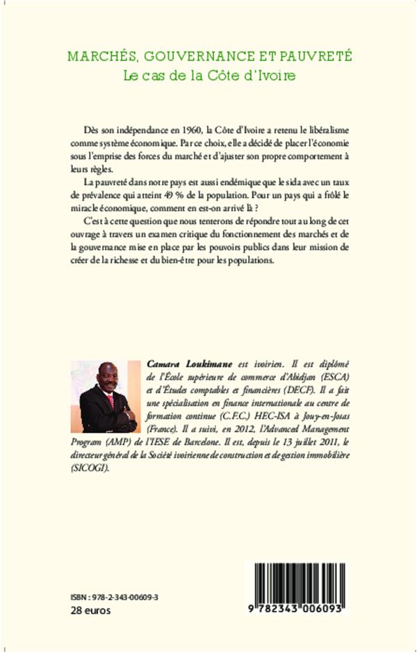Quatrième de couverture de « MARCHES, GOUVERNANCE ET PAUVRETE - LE CAS DE LA COTE D'IVOIRE »