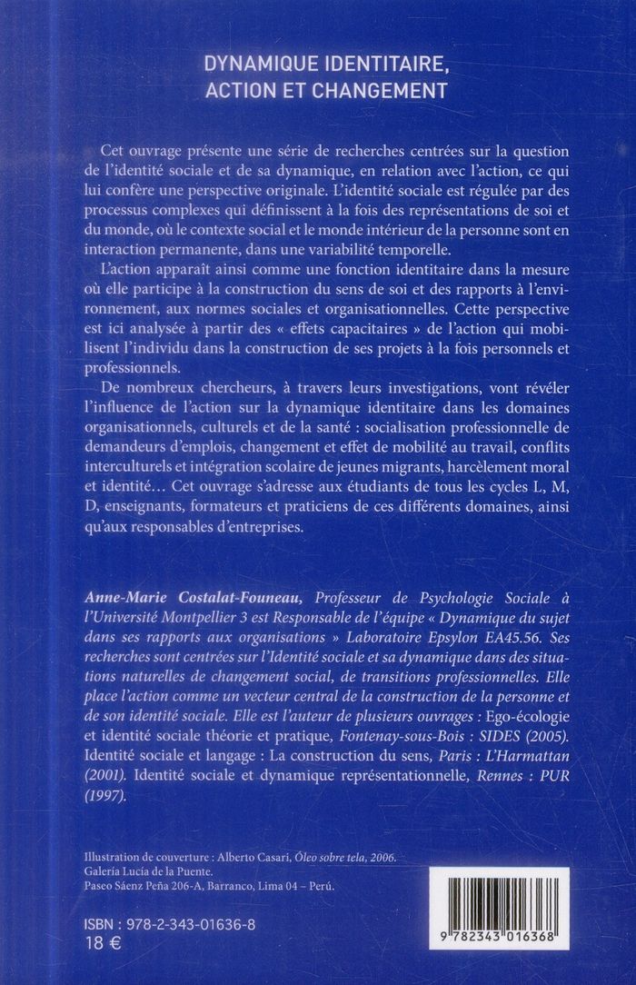 Quatrième de couverture de « DYNAMIQUE IDENTITAIRE, ACTION ET CHANGEMENT »