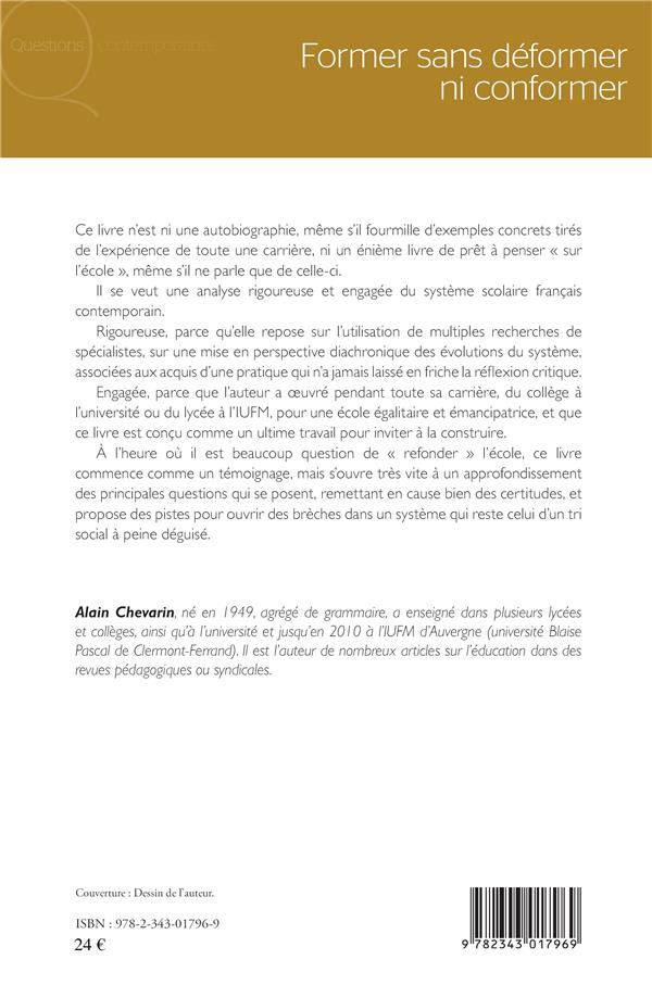 Quatrième de couverture de « FORMER SANS DEFORMER NI CONFORMER »