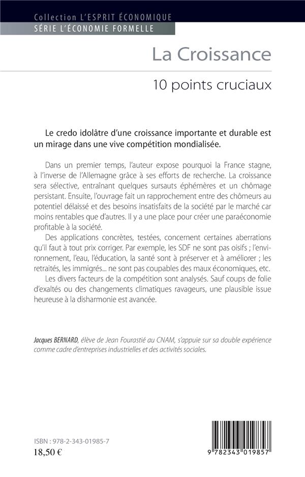 Quatrième de couverture de « LA CROISSANCE - 10 POINTS CRUCIAUX »
