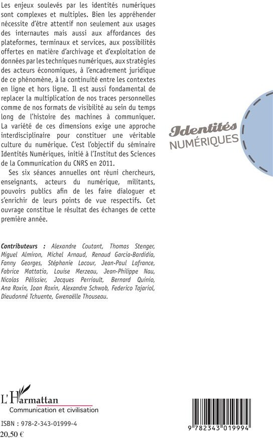 Quatrième de couverture de « IDENTITES NUMERIQUES »