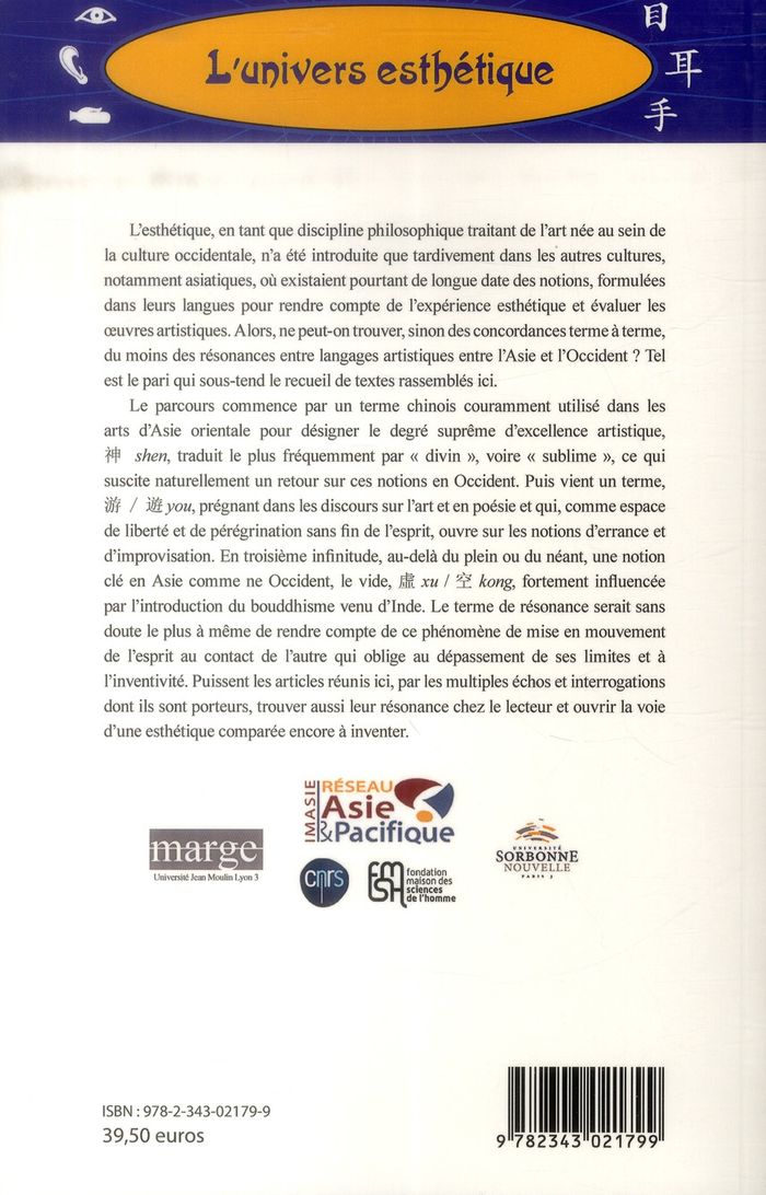 Quatrième de couverture de « NOTIONS ESTHETIQUES - RESONANCES ENTRE LES ARTS ET LES CULTURES »