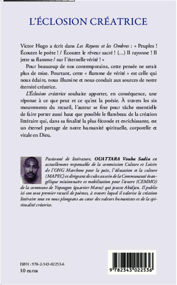 Quatrième de couverture de « L'ECLOSION CREATRICE - POESIE »