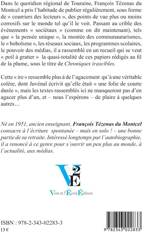 Quatrième de couverture de « CHRONIQUES IRASCIBLES »