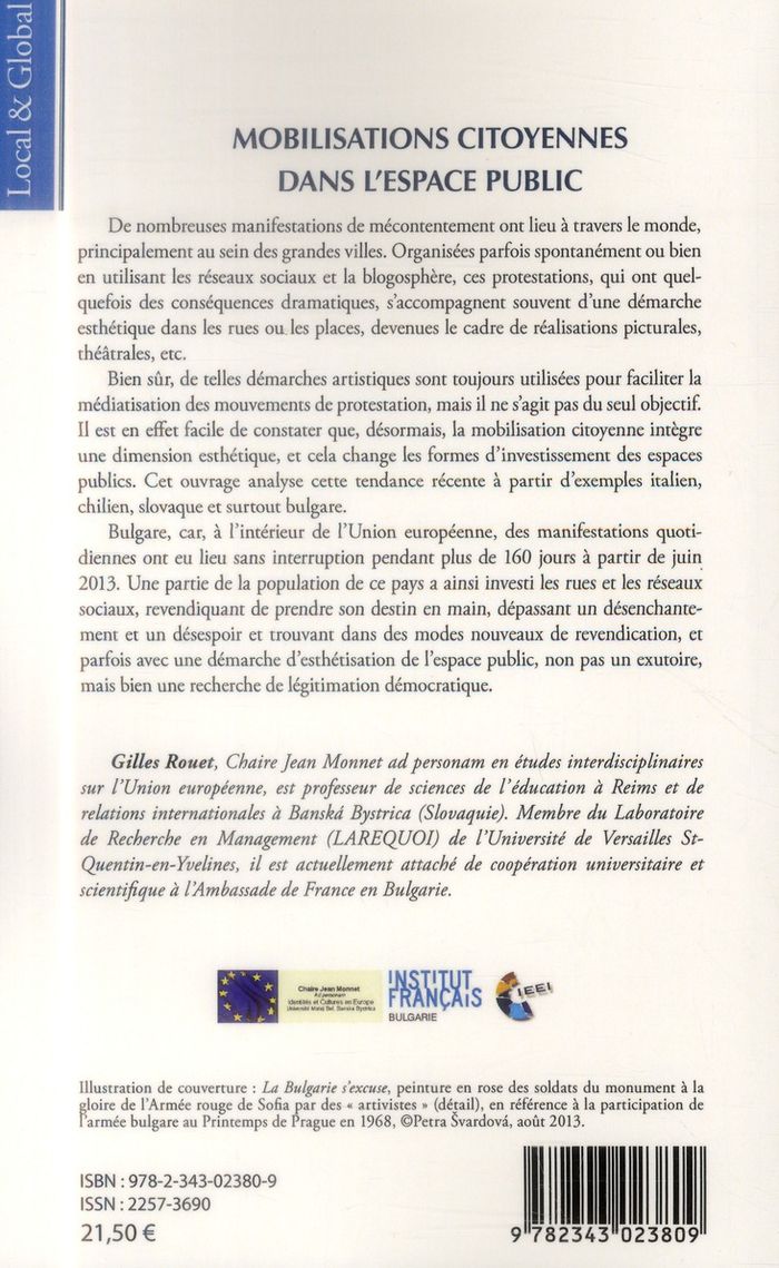 Quatrième de couverture de « MOBILISATIONS CITOYENNES DANS L'ESPACE PUBLIC »