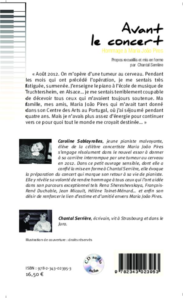 Quatrième de couverture de « AVANT LE CONCERT - HOMMAGE A MARIA JOAO PIRES »