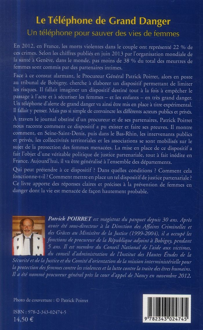 Quatrième de couverture de « LE TELEPHONE DE GRAND DANGER - UN TELEPHONE POUR SAUVER DES VIES DE FEMMES »