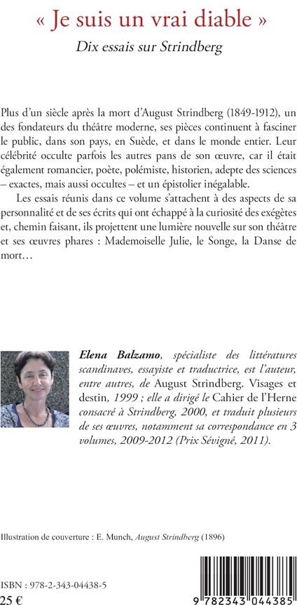 Quatrième de couverture de « "JE SUIS UN VRAI DIABLE" - DIX ESSAIS SUR STRINDBERG »