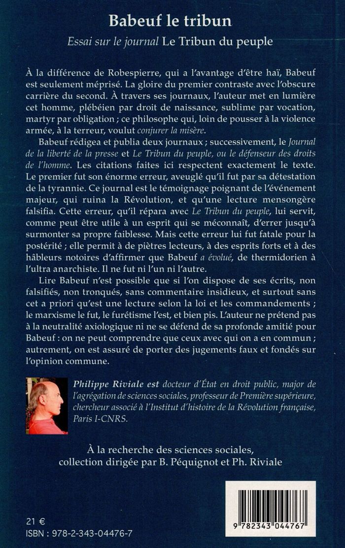 Quatrième de couverture de « BABEUF LE TRIBUN - ESSAI SUR LE JOURNAL LE TRIBUN DU PEUPLE »