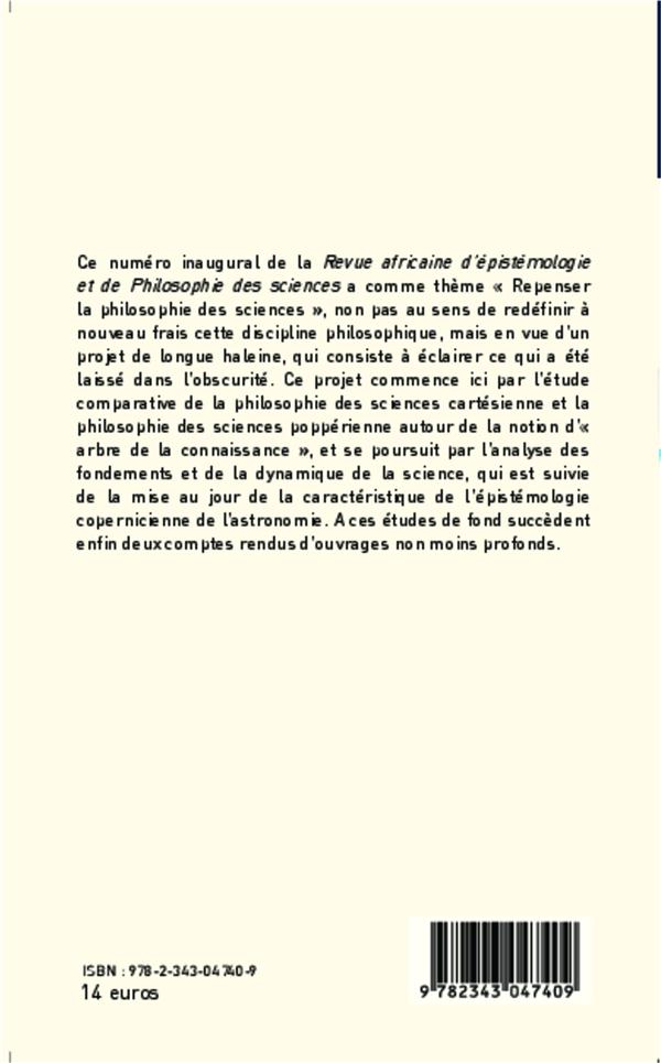 Quatrième de couverture de « REPENSER LA PHILOSOPHIE DES SCIENCES - VOL01 »