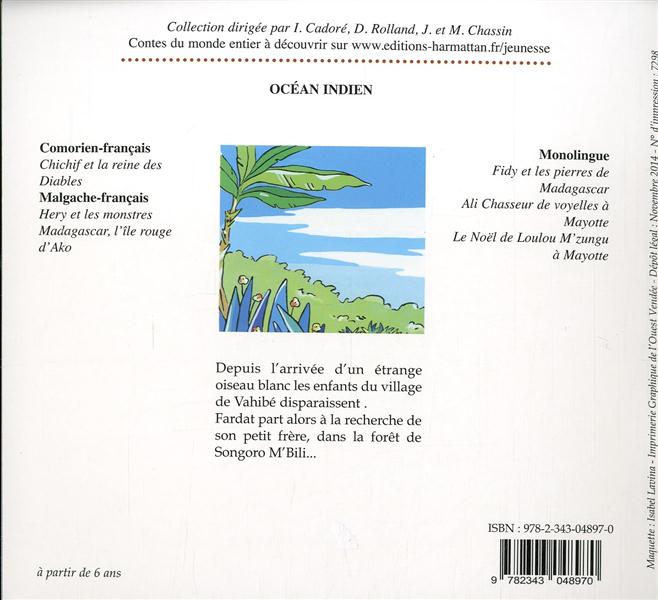 Quatrième de couverture de « L'OISEAU BLANC DE SONGORO M'BILI - A PARTIR DE 6 ANS »